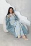 Blue detailed jalabiya. with matching color scarf. maxi wear. high neck jalabiya - 3