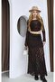 Brown Lace Long Skirt
