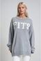Oversize Comfortable Fit Knit Sweater with Lettering 1418 - 3