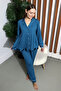 Turquoise Pleated Maternity Pajama Set - 6