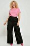 Women's Black High Waist Wide Leg Cargo Pants - 4