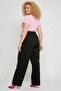 Women's Black High Waist Wide Leg Cargo Pants - 2