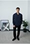 Men's Navy Blue Oversize Relaxed Fit Striped Premium Summer Long Sleeve Modal Shirt - 4