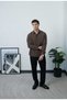 Men's Brown Oversize Relaxed Fit Textured Line Patterned Premium Summer Long Sleeve Modal Shirt - 4
