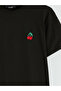 Black Crew Neck Cherry Embroidered Women's T-Shirt - 5