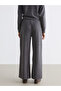 Gray Wide Leg Women's Sweatpants with Elastic Waist - 4