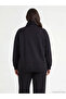 سويت شيرت LCW Modest Black ياقة مرتفعة متوسطة الطول قصة فضفاضة للسيدات - 4