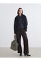 Black Hooded Oversized Women's Leather Look Raincoat - 2