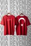 Ataturk Signature and Turkish Flag Printed Crew Neck Wide Fit Unisex Tshirt
