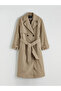 Brown Double-Breasted Collar Women's Trench Coat - 7