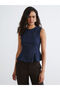 Crew Neck Peplum Jean Blouse
