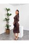 Kayık Yaka Single Shoulder Stoned Midi Women's Dress - 2