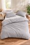 Double Anthracite Duvet Cover Set with Elastic Sheets, Soft Textured Breathable Duvet Cover Set