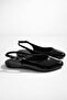 Women's Misty Black Cracked Patent Leather Open Back Pointed Toe Daily Ballerinas - 3