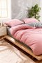 Double Pink Anthracite Duvet Cover Set Fitted Sheet Soft-Textured Breathable Duvet Cover Set - 2
