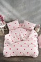 Single Heart Patterned Duvet Cover Set Fitted Sheet Piece Soft-Textured Breathable Duvet Cover Set