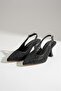 Women's Emma Black Satin Stone 7 cm Thin Heeled Shoes & Stileto