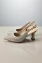 Women's Emma Gold Satin Stone 7 cm Thin Heeled Shoes & Stileto - 2