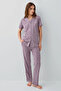Women's Purple Shirt Pajama Set-P9184 - 2