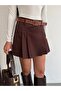 Women's Pleated Belted Mini Skirt with Shorts - 3