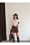 Women's Pleated Belted Mini Skirt with Shorts - 4