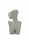 Blue Agate Natural Stone Cube Star Shaped Steel Chain Necklace Throat Chakra - 2