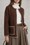 Women's Round Neck Pocket Detail Stitched Classic Chic Knit Jacket LOİ26-PKN26P17 - 2