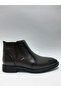 Genuine Leather Laceless Zippered Fur Inside Rubber Sole Brown Classic Winter Men's Boots