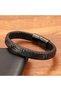 Black Leather Mesh and Steel Bracelet 31833B9D4 - 2