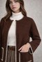Women's Round Neck Pocket Detail Stitched Classic Chic Knit Jacket LOİ26-PKN26P17 - 4