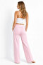 Women's Pink Modal Wide-Leg Striped High-Waist Soft Textured Elastic Waist Lycra Pants - 4