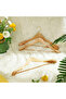 Natural Wooden Suit Hanger Wide Shoulder Coat Hanger with Trouser Bar Gold Hook 5 Pieces - 2