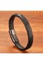 Black Leather Mesh and Steel Bracelet 31833B9D4 - 3