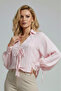 Women's Dusty Pink Tie-Dye Detailed V-Neck Shirt - 3