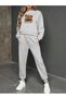Women's Top and Bottom Set Cute Teddy Bear Fashionable Design Trendy Crew Neck Sweatshirt