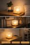 Decorative Square Led Table & Night Lamp – Frosted Glass Design, Natural Wood Base, Warm Light - 3