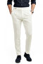 Men's White Lycra Italian Cut Pleated Belt Buckle Stylish Fabric Trousers 2601020