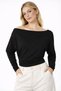 Women's Grace Asymmetrical Shoulder Detail Black Blouse