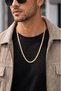 Long Size Stainless Steel Gold Color Snake Back Men's Necklace - 4