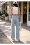 90' Women's Blue Snow Wash High Waist Comfort Lycra Wide Leg Denim Palazzo Jeans Jeans - 4