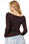 Kayak Neck Need Long Sleeve Brown Soft Top / Blouse - 4