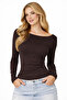Kayak Neck Need Long Sleeve Brown Soft Top / Blouse