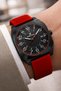 Silicone Cord Steel Case Calendar Men's Wristwatch Wristband Gift Red Zmdk1216 - 2