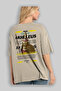 Akhilleus 1 Mythology Back Printed Beige Oversize T-Shirt Men Women Cotton Crew Neck Tshirt - 3