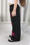 Girl's Black Star Embroidered Wide Leg Jeans with Elastic Waist - 3