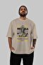 Medusa 4 Mythology Front Printed Beige Oversize T-Shirt Men Women Cotton Crew Neck Tshirt - 5