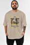 Eros Mythology Front Printed Beige Oversize T-Shirt Men Women Cotton Crew Neck Tshirt