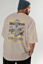 Zeus 1 Mythology Back Printed Beige Oversize T-Shirt Men Women Cotton Crew Neck Tshirt - 7