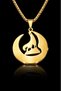 Stainless Steel Gold Color Moon Star Wolf Figured Men's Necklace