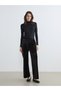 Black velvet women's pants with elastic waist from plus-store